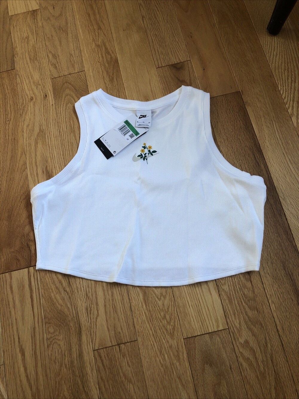 Nike Women's Cropped Ribbed Tank Athletic Tank Top Size XL NWT White